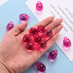 秋のテーマ透明アクリル ペンダント  多面カット  3d柿  カメリア  27.5x19.5mm  穴：4mm  約95個/500g&nbsp;TACR-T024-04B-906