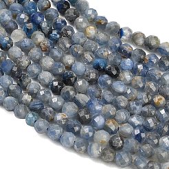天然カイヤナイトシアナイトジセンビーズ連売り  ラウンド  多面カット  3mm  穴：0.6mm  約129~130個/連  15.24''（38.7~39.5センチメートル）&nbsp;LS-GG-CBABEF5-A01-3mm-A