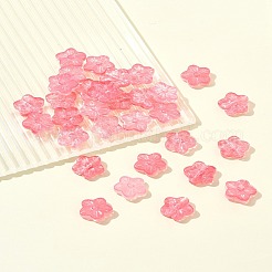 ベーキングペイントガラスビーズ30個  花  淡いバイオレットレッド  12.5x13x4.5mm  穴：1.2mm&nbsp;GLAA-FS0001-97B