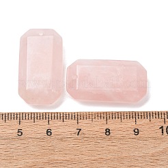天然石ローズクォーツペンダント  ファセット長方形チャーム  28x15x7mm  穴：1.4mm&nbsp;G-H325-03-02
