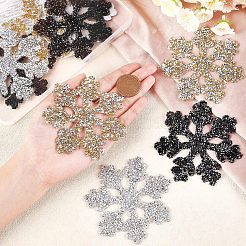 クリスマススノーフレークラインストーンパッチ  アップリケにアイロン/縫い付け  マスクと衣装のアクセサリー  洋服用  バッグパンツ  靴  携帯ケース  ミックスカラー  95x95x2.5mm  9個/箱&nbsp;DIY-FG0001-72