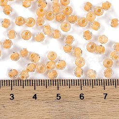 ガラスシードビーズ  透明インサイドカラー  多面カット  双円錐形  桃パフ  4.5x3.5mm  穴：1.5mm  5625個/ポンド&nbsp;SEED-A032-05K