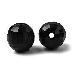 カラフルアクリルビーズ  イミテーション翡翠  多面カットラウンド  ブラック  直径約20mm  穴：2mm  約109個/500g&nbsp;PAB1550Y-6