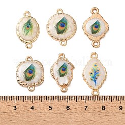 合金エナメルチャーム  混合形状チャーム  グリーン  ゴールドカラー  17~27x12~20.5x2~3mm  穴：1.5~2mm&nbsp;AL-B002-02G
