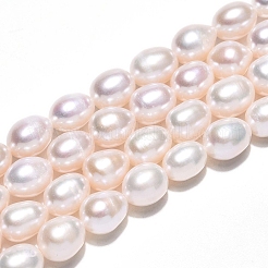 天然養殖淡水パールビーズ連売り  ライス  乳白色  8~9.5x6~7.5mm  穴：0.7mm  約41~42個/連  13.98~14.37インチ（35.5~36.5cm）&nbsp;PEAR-N012-23C-01