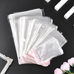 300個 6種類のスタイルのOPPセロハントップ粘着バッグ  長方形  透明  9~17x5~10cm  50個/スタイル&nbsp;OPC-FS0001-04