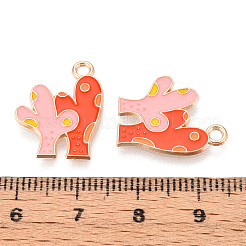 合金エナメルチャーム  サボテンチャーム  ライトゴールド  レッドオレンジ  18.7x15~15.5x1.1mm  穴：1.8mm&nbsp;ENAM-T022-21
