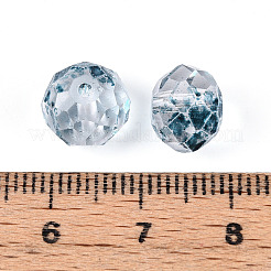 ベーキングペイント透明ガラスビーズ  ロンデル  多面カット  ミックスカラー  9.5~10x7.5~8mm  穴：1.6mm&nbsp;X1-GLAA-N011-10mm-M