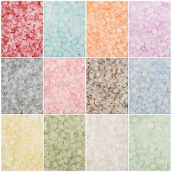 すりガラスビーズ50g  双円錐形  金箔  多面カット  フローラルホワイト  4.5x3.5mm  穴：1mm&nbsp;FGLA-YW0001-03A