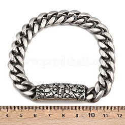 316サージカルステンレススチールリンクブレスレット  スカル  アンティークシルバー＆ステンレス鋼の色  9-5/8インチ（24.5cm）&nbsp;BJEW-C125-16