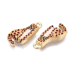 プリント合金ペンダント  ラックめっき  猫の形のチャーム  カドミウムフリー＆ニッケルフリー＆鉛フリー  ゴールドカラー  砂茶色  21x10x3.5mm  穴：1.8mm&nbsp;PALLOY-SZC0008-03A
