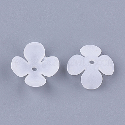 4枚の花弁透明アクリルビーズキャップ  艶消し  花  透明  16x16.5x6mm  穴：1.5mm&nbsp;FACR-T001-14