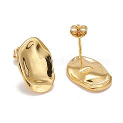 925スターリングシルバースタンドピアス  耳ナッツ  ナゲット  ゴールドカラー  15x10.5x2mm  ピン：0.7mm&nbsp;EJEW-F265-05G