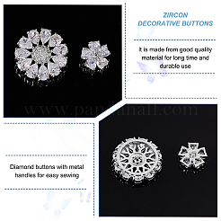 4個 2スタイル 1穴合金シャンクボタン  キュービックジルコニア付き  花  透明  13~16x14~16x4.5~6mm  穴：1.2mm  2個/スタイル&nbsp;BUTT-PH0001-23