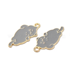 合金エナメルチャーム  ゴールドカラー  猫のチャーム  グレー  31x15.5x1mm  穴：2.3mm&nbsp;ENAM-D046-45G