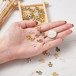 合金チャーム  スター  ミックスカラー  12x9.5~10x1.5mm  穴：1.5~2mm  4色  100個/カラー  400個/セット&nbsp;PALLOY-CD0001-03