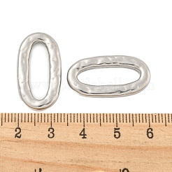 変色しない304ステンレススチール製リンクリング  テクスチャ付き楕円形  ステンレス鋼色  26x14x3mm  内径：19x6mm&nbsp;STAS-A095-02P