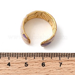 304ステンレススチールエナメルオープンカフリング  女性用ワイドバンドリング  ゴールドカラー  ミックスカラー  調整可能; 10.2mm&nbsp;RJEW-L335-01B-G