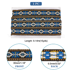 エスニック刺繡ポリエステルフラットリボン  ひし形ジャカードリボン  カラフル  1-1/8インチ（30mm）&nbsp;OCOR-WH0077-65