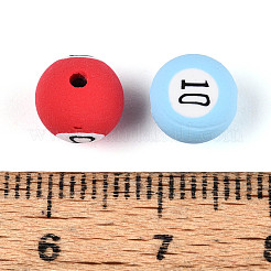 手作り樹脂粘土ビーズ  数字で丸める  ミックスカラー  7.5~8.5mm  穴：1.6~1.8mm&nbsp;CLAY-T022-14M