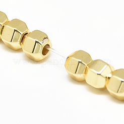 電気メッキ磁気無し合成ヘマタイトビーズ連売り  ポリゴン  黄金メッキ  6x5x5mm  穴：2mm  約78個/連  15.7インチ&nbsp;G-Q465-34G