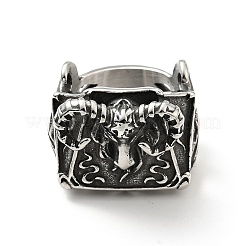 316ステンレススチール製キャベル指輪  男性女性のためのゴシックジュエリー  アンティークシルバー  usサイズ9 3/4(19.5mm)&nbsp;RJEW-C030-01B-AS