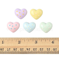 40 個のプラスチックカボション  スポットチャーム  ミックスカラー  ハート  16.5x19x6.5mm&nbsp;FIND-FS0004-35A