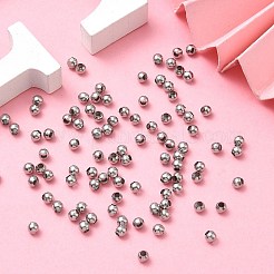 変色しにくい丸型 316 サージカルステンレス スペーサービーズ  ステンレス鋼色  4mm  穴：1.5mm&nbsp;X-STAS-N032-02-4mm