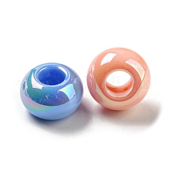 UVメッキアクリルビーズ  虹色の  ロンデル  ミックスカラー  13.5~14x8.7mm  穴：5.4mm&nbsp;OACR-E031-02