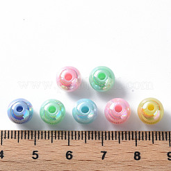 不透明なアクリルビーズ  ABカラーメッキ  ラウンド  ミックスカラー  8x7mm  穴：2mm  約1745個/500g&nbsp;MACR-S370-D8mm-M1