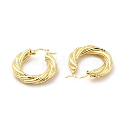女性用ツイスト リング ブラス フープ イヤリング  18KGP本金メッキ  28.5x27x5mm  ピン：0.9x0.8mm&nbsp;EJEW-M026-09G