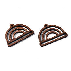 ウォールナットウッドペンダント  半円/半円  キャメル  21.5x30x2mm  穴：1.8mm&nbsp;WOOD-S054-45