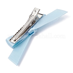 鉄製フラットワニ口ヘアクリップ3個  ポリエステル蝶結び付き  ミックスカラー  25.5x40x8.5mm  3個/セット&nbsp;PHAR-JH00122