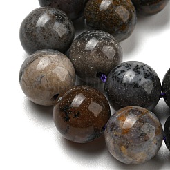 天然石の碧玉ジャスパービーズ連売り  草花石  ラウンド  10mm  穴：1mm  約37個/連  15.12~15.20''（38.4~38.6センチメートル）&nbsp;G-R494-A23-04