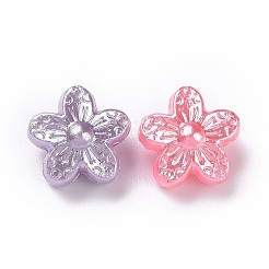 パール調アクリルビーズ  花  ミックスカラー  10x10.5x6mm  穴：1.5mm  約2000個/500g&nbsp;OACR-E013-28