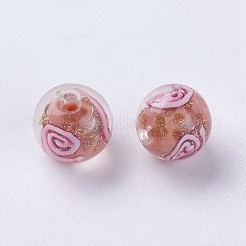手作りランプワークビーズ  インナーフラワー  ラウンド  ミックスカラー  11.5~12mm  穴：2mm&nbsp;LAMP-J089-C