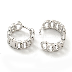 チェーン型真鍮フープピアス  プラチナメッキ  15x6.5mm&nbsp;EJEW-L211-009B-P