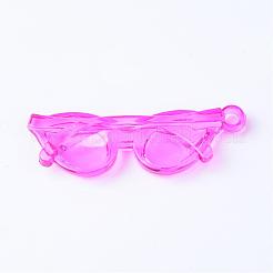 透明アクリルの大きなペンダント  眼鏡/眼鏡  ミックスカラー  63.5x20x8mm  穴：4mm  約112個/500g&nbsp;TACR-S132-01