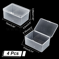 ヒンジ付き蓋付きプラスチックビーズ容器  長方形  透明  10x6.6x3.85cm&nbsp;CON-WH0089-74