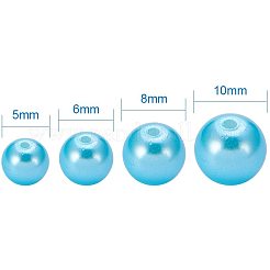 環境に優しい染めガラスパールラウンドパールビーズ  空色  5~10mm  穴：1.2~1.5mm  約340個/箱&nbsp;HY-PH0009-RB104