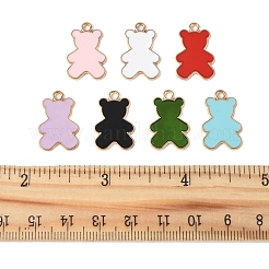 36本合金エナメルペンダント  クマのチャーム  ゴールドカラー  20.5x13x1mm  穴：1.7mm  36個/セット&nbsp;ENAM-FS0002-88G