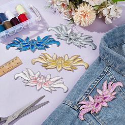 5個 5色 ポリエステル コンピューター刺繍布 縫い付けパッチ  マスクと衣装のアクセサリー  アップリケ  花  ミックスカラー  53x150x2mm  1pc /カラー&nbsp;DIY-BC0016-60