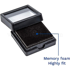 プラスチックジュエリーセットボックス  内側のベルベットと  正方形  ホワイト  40x40x15mm&nbsp;OBOX-BC0001-04