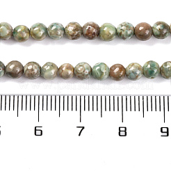 天然のマイファナイト/マイファンストーンビーズ連売り  染め  ラウンド  グリーン  4~4.5mm  穴：1mm  約91~100個/連  14.96~15.35インチ（38~39cm）&nbsp;X-G-P451-01C-E