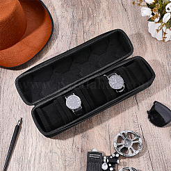 5スロットEVAウォッチ収納バッグ  ハンドル付きの柱  ブラック  9.6x34.3x8.65cm&nbsp;ABAG-WH0063-113B