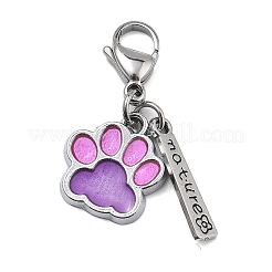 犬の足跡合金エナメルペンダント装飾  316 外科用ステンレススチール製ロブスター クロー クラスプ チャーム バッグ飾り用  ミックスカラー  40mm&nbsp;HJEW-JM02495