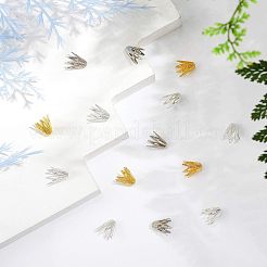 マルチ花弁真鍮ビーズキャップ  ミックスカラー  9.5x9mm  穴：1mm  3色  20個/カラー  60個/箱&nbsp;KK-CA0001-01