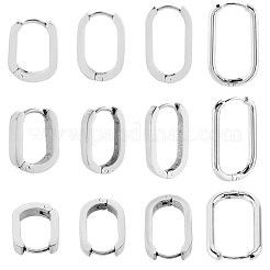 8ペア4スタイル304ステンレススチールハギーフープピアス  オーバル  ステンレス鋼色  14~26.5x11~16x2.5~3mm  2ペア/スタイル&nbsp;EJEW-SC0001-76P