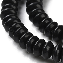 天然ブラックストーンビーズ連売り  ソーサービーズ  ロンデル  6~6.5x3mm  穴：1mm  約118~119個/連  15.35''（39センチメートル）&nbsp;G-Z030-A21-01