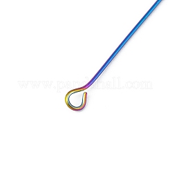 304ステンレススチールアイピン  ジュエリー作りパーツ  虹色  22ゲージ  35x0.6mm  穴：2mm&nbsp;STAS-YW0001-40